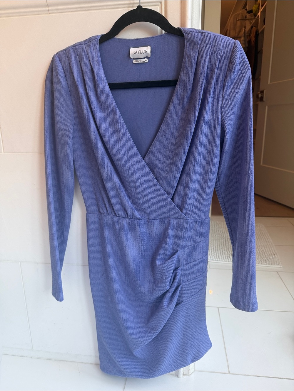 SAYLOR Lavender Wrap-Style Long Sleeve Dress